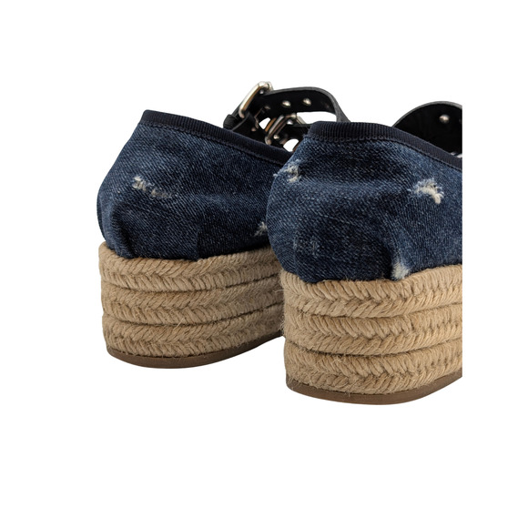 Miu Miu Denim Mary Jane Punk Espadrille Platforms Size 36.5 US 7 - Picture 4 of 9